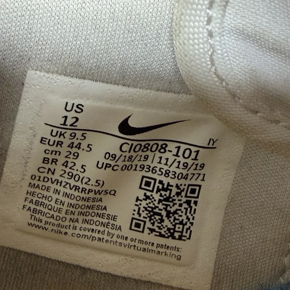 Nike Court Blanc Shoes Womens Size 12 White Leather Low Top Casual CI0808-101
